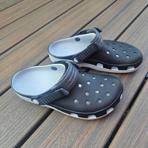 CROCS Classic Turbo Clog black and gray size women's 9 mens 7 adj strap sporty - Picture 1 of 10